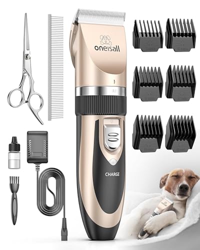 oneisall Dog Shaver Clippers Low Noise Rechargeable Cordless Electric Quiet Hair Clippers Set for Dogs Cats Pets