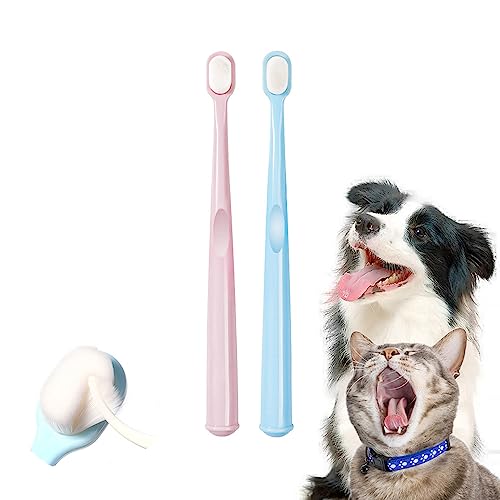 KnocKconK Extra Soft Small Dog Toothbrush Kit, Cat Dental Toothbrush Silicone, Easy to Handle Teeth Cleaning Head, Pet Deep Clean Dense Brush, Safe and Effective Oral Care, Brush Away Breath, 2 Pack