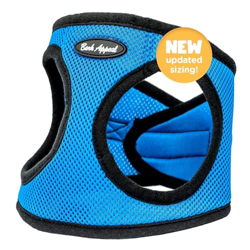 Bark Appeal Blue Step-in Dog Harness for Small-Medium Pets – Updated Sizing, Re-Measuring is Essential – Soft Vest Harness – Anti-Choke with Adjustable Strap & Heavy Duty Clip – S